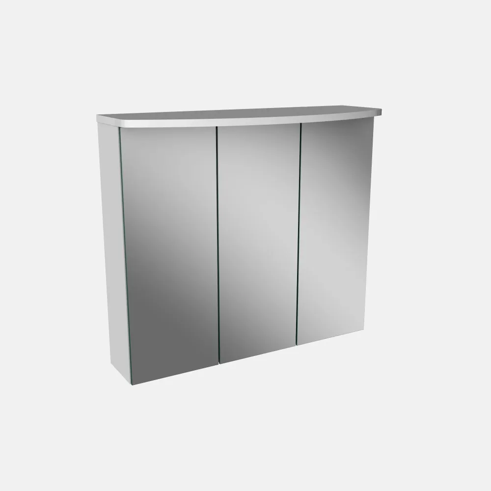 Spiegelschrank L4 I 70 cm mit einer dimmbaren LED-Leuchte und drei Türen, Weiß Hochglanz