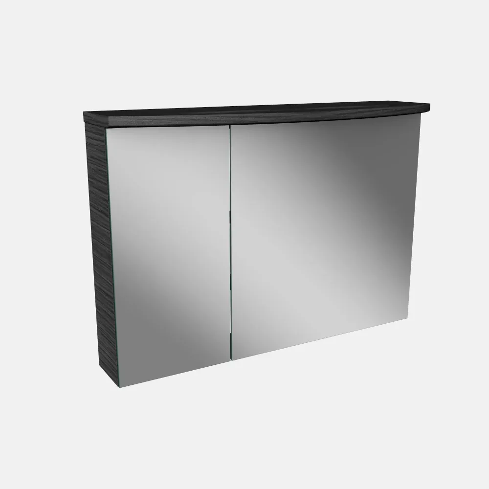 Spiegelschrank L4 I 90 cm mit einer dimmbaren LED-Leuchte und zwei Türen, Dark Oak
