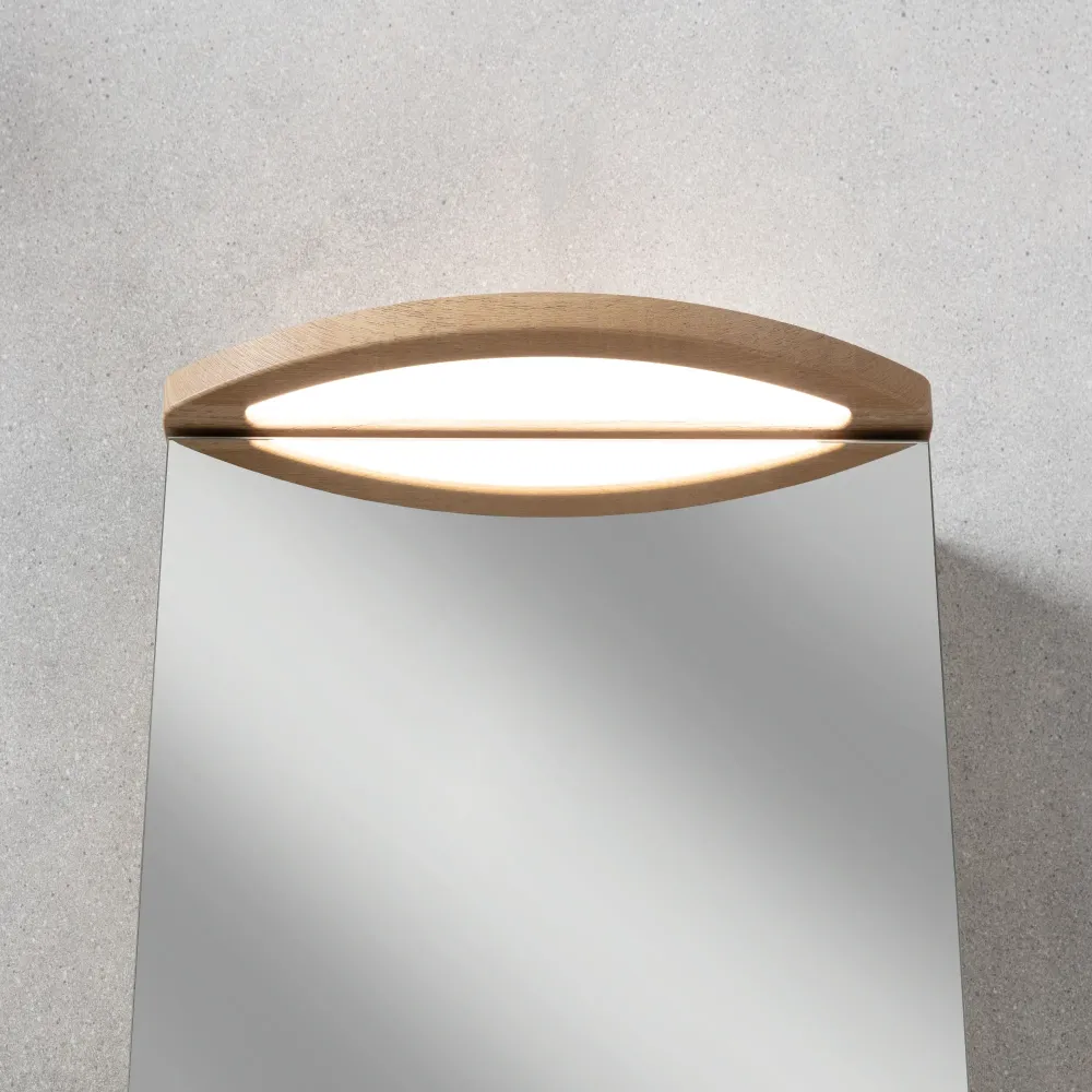 Spiegelschrank L4 I 60 cm mit einer LED-Leuchte und einer Tür, Anschlag rechts, Eiche-Maron