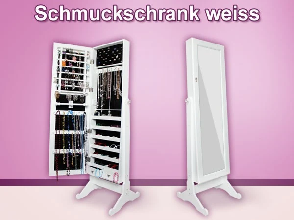 Spiegelschrank Schmuckschrank Spiegel Schrank Schmuck Ohrringe Vit-01a weiß