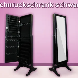 Spiegelschrank Schmuckschrank Spiegel Schrank Schmuck Ohrringe Vit-02a schwarz