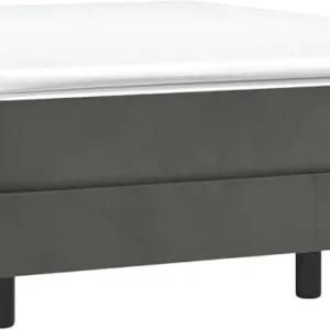 Boxspringbett 140x200 Dunkelgrau mit Matratze | Polsterbett komplett mit Bettgestell, Matratzenauflage, Matratze Weiß, Topper