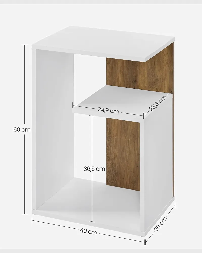Seitentisch - Nachttisch - kleiner Tisch - modern - 30 x 40 x 60 cm - braunes Weiß
