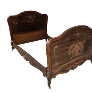 Französisches Bett aus dem 19. Jahrhundert – Louis XV Stil aus Intarsiertem Palisanderholz