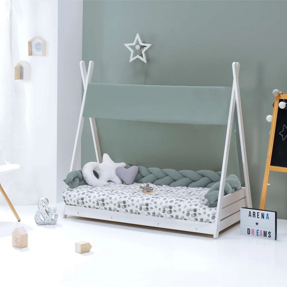 Himmel-Montessori-bett Homy (70x140 cm) eukalyptus · Musgo 6140NA-118