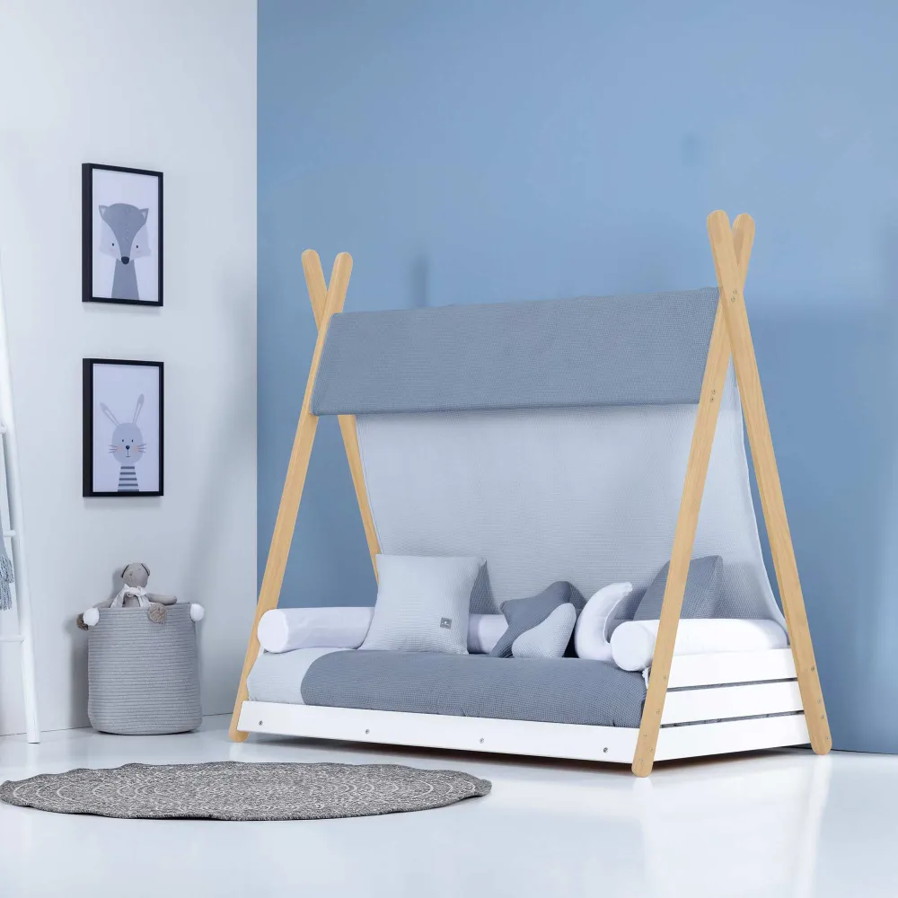 Montessori-Bett-Himmel Homy XL (90x200 cm) blau · 6200NA-121 Alba Blu