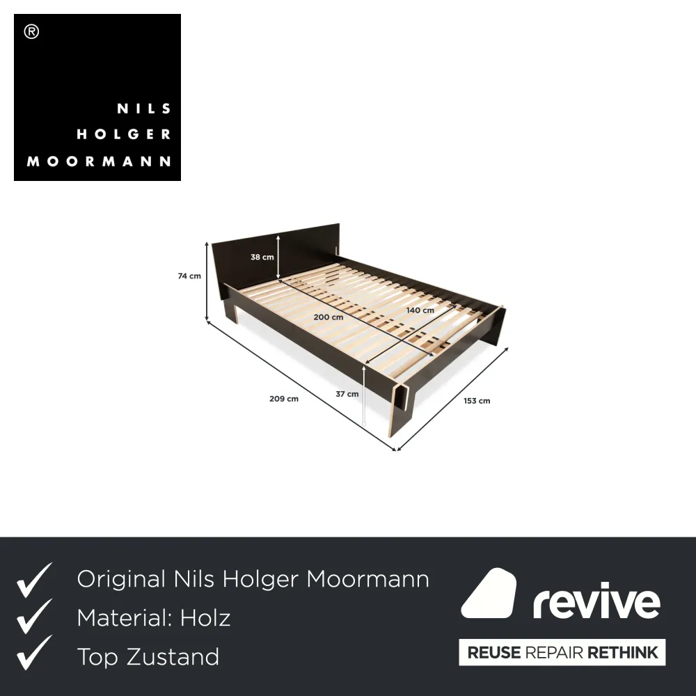 Nils Holger Moormann Siebenschläfer Holz Bett Schwarz