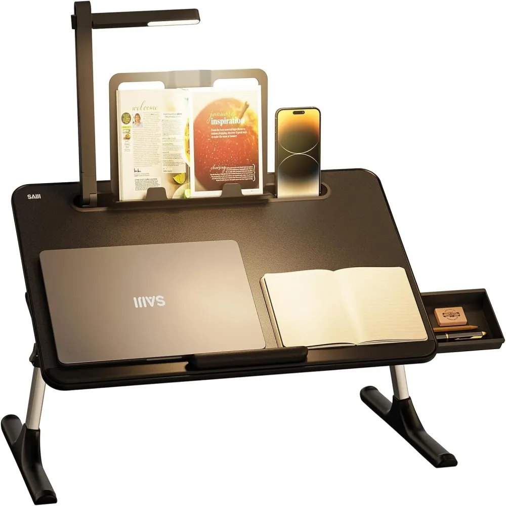 SAIJI Laptoptisch Bett LED Lampe höhenverstellbar 40KG