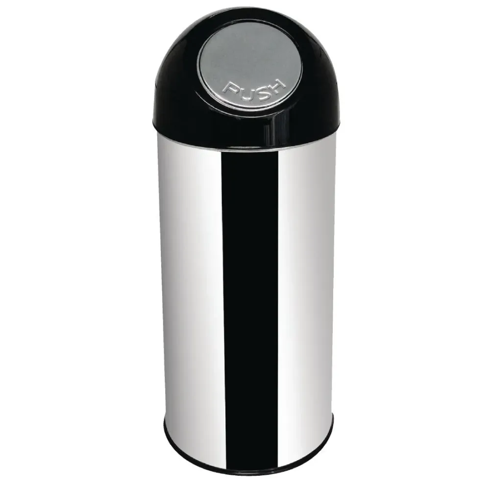 Bolero L044 Abfalleimer mit Push-Top, Edelstahl, silberfarben, 40 l