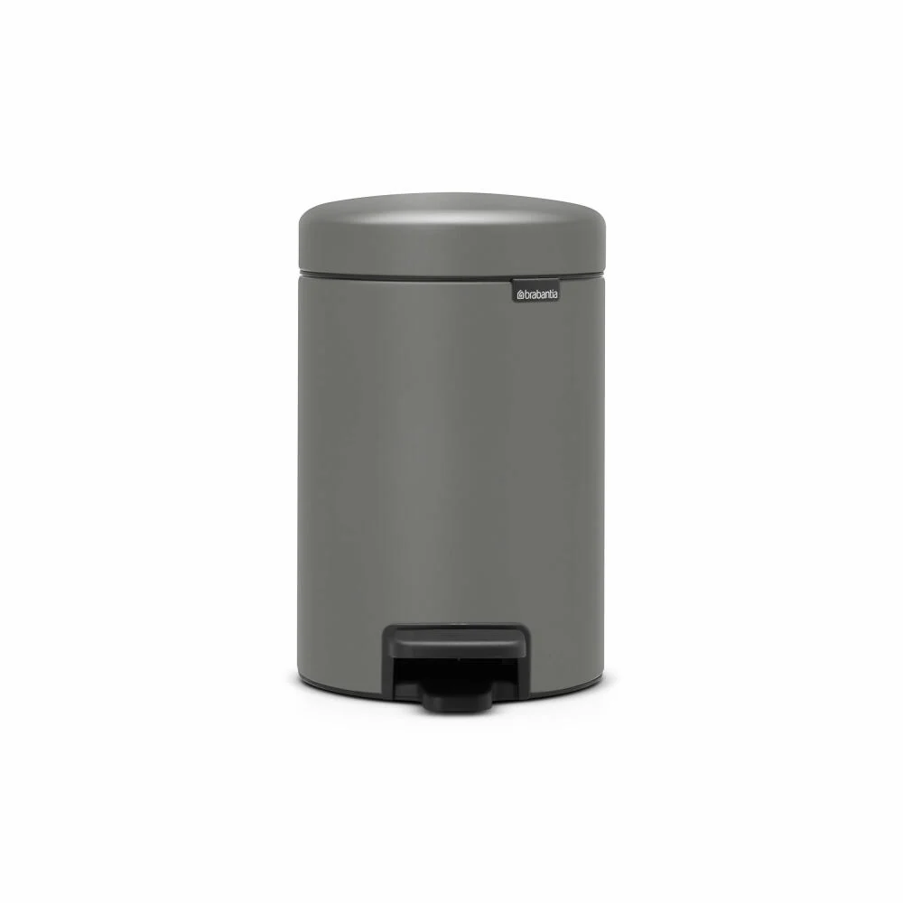 Brabantia Treteimer NewIcon, Kosmetikeimer, Mülleimer, Abfallbehälter, Stahl, Mineral Concrete Grey, 3 L, 126260