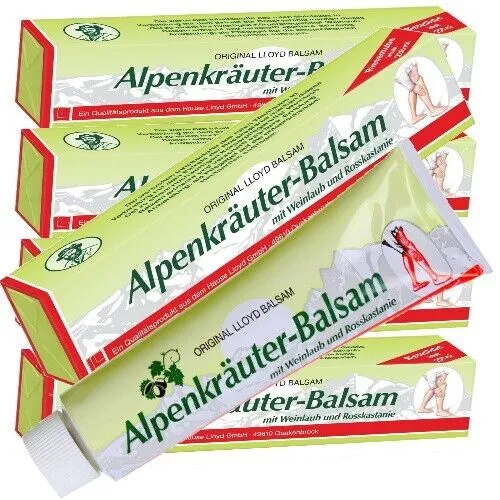 Alpenkräuter Balsam Creme mit Rote Weinlaub Rosskastanie Emulsion Lloyd 200ml 5x