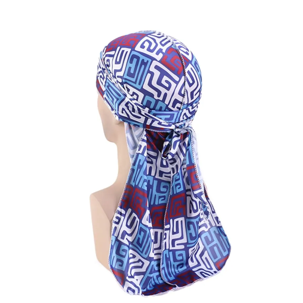 Durag / Du-rag / Bandana - Unisex - bogolan Blau / Weiss