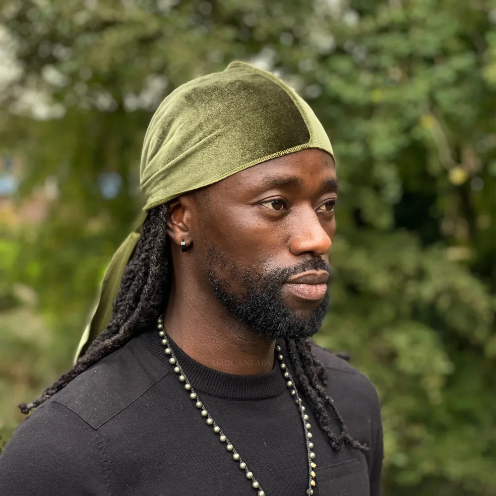 Samt Durag / Velvet Du-rag / Bandana - Unisex - Moosgrün