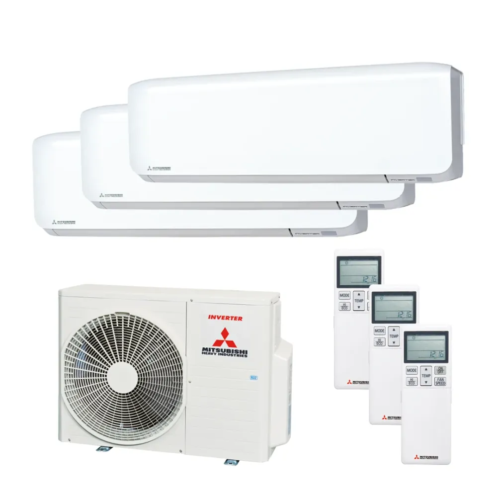 Mitsubishi Heavy Multisplit Klimaanlage Geräte-Set Außen- und Wandgerät SCM50ZS-W/2x SRK20ZS-WF und 1x SRK35ZS-WF