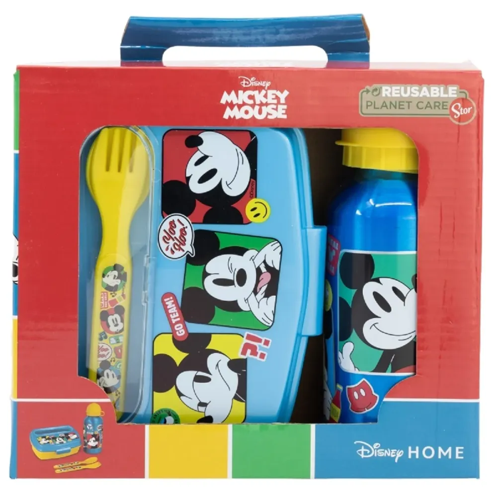 Disney Mickey 4er Set Trust Journey Aluminiumflasche, Snackbox und mehr