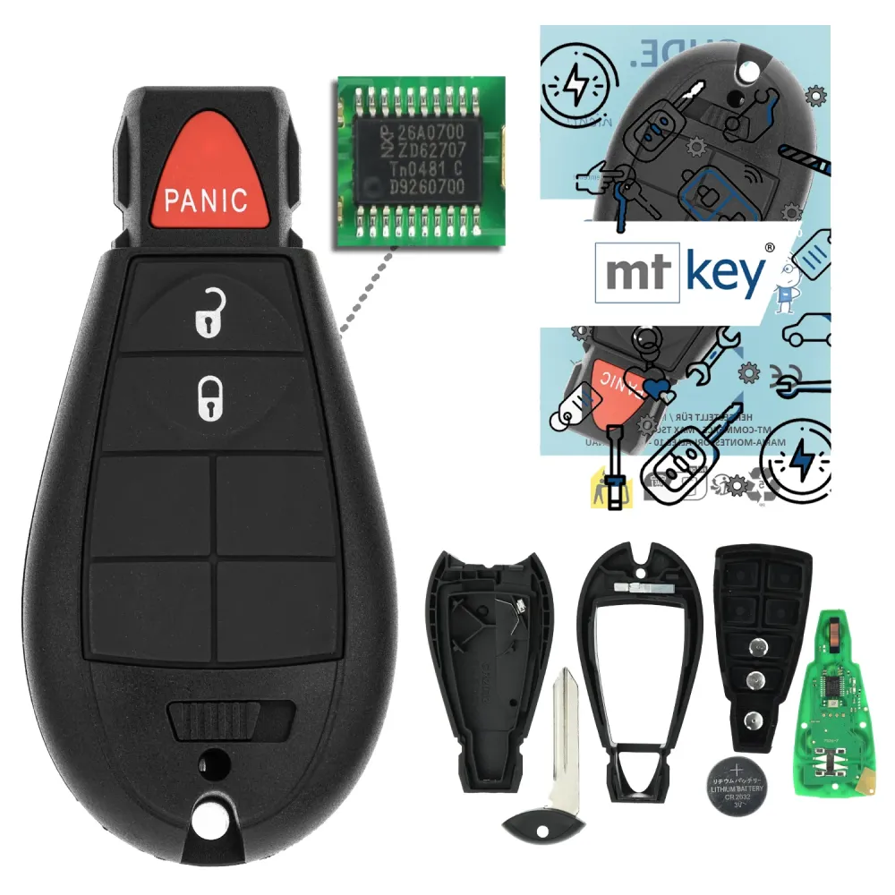 MT-KEY 2 + 1 Tasten Funk Schlüssel 434MHZ kompatibel mit Chrysler Town & Country 08-13 Voyager 04- Dodge Caravan Journey R...