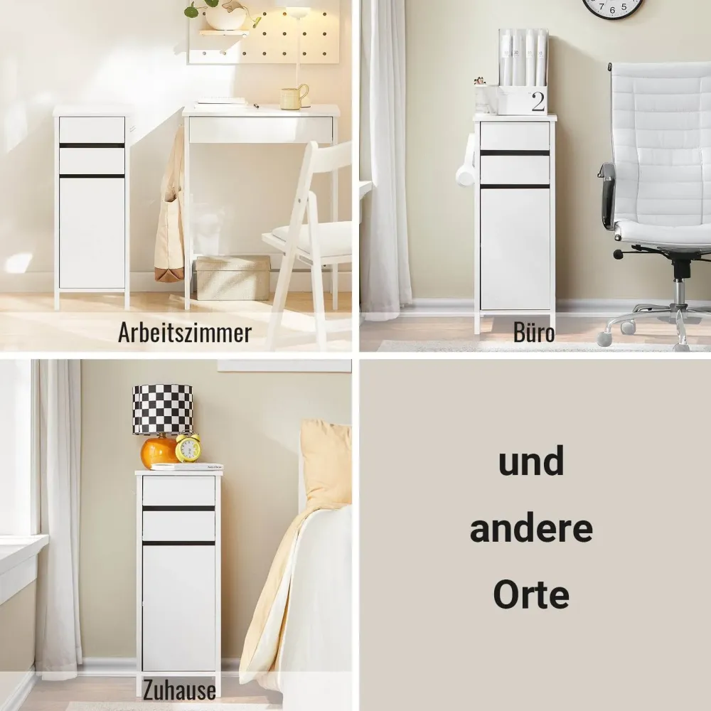 Aufbewahrungsschrank | schmaler Sideboard| Büroschrank | Nachttisch | Weiss