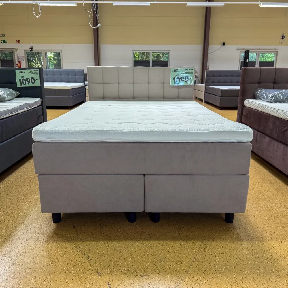 Boxspringbett 140x200 Stoff Beige 5 Teilig