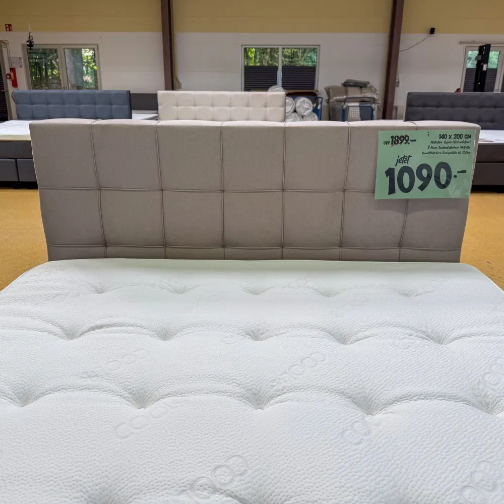 Boxspringbett 140x200 Stoff Beige 5 Teilig