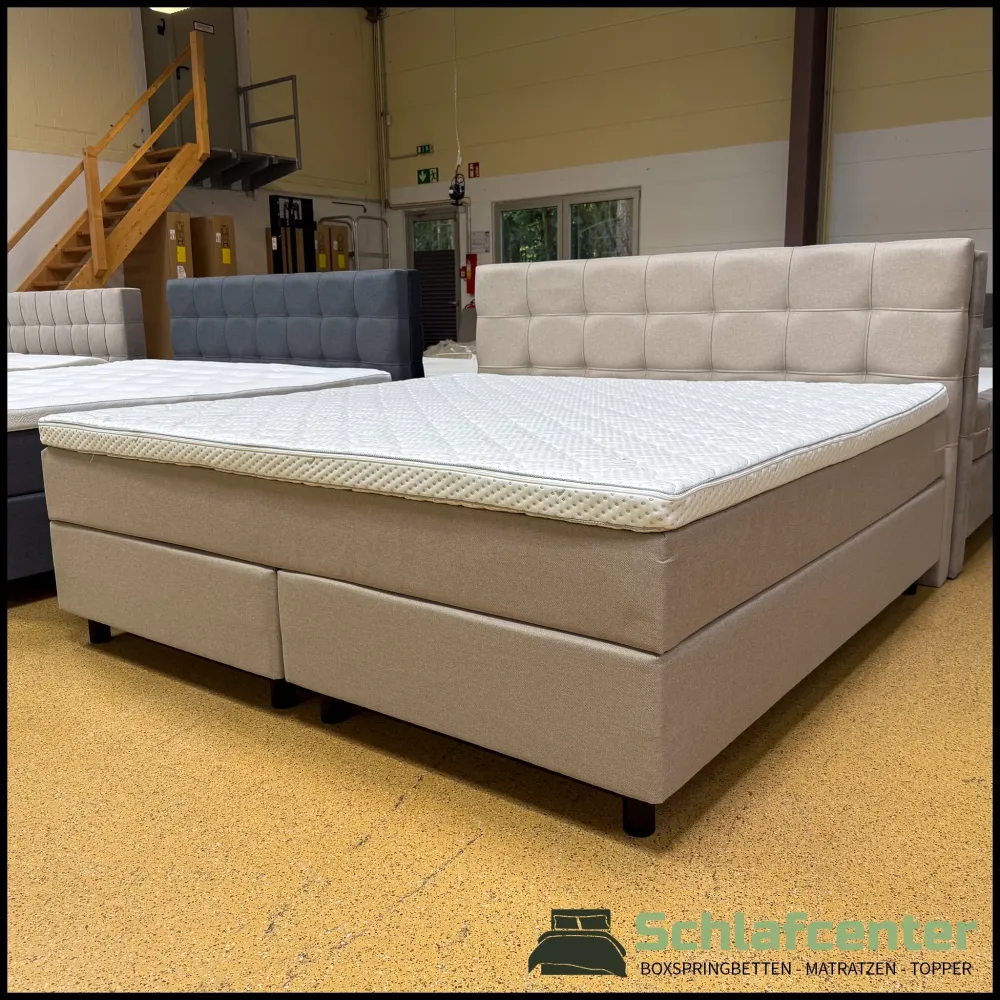 Boxspringbett 180x200 Stoff Beige 5 Teilig