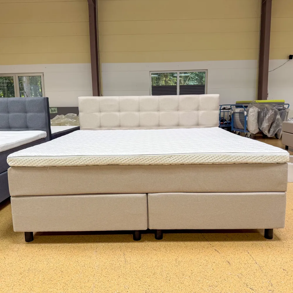 Boxspringbett 180x200 Stoff Beige 5 Teilig