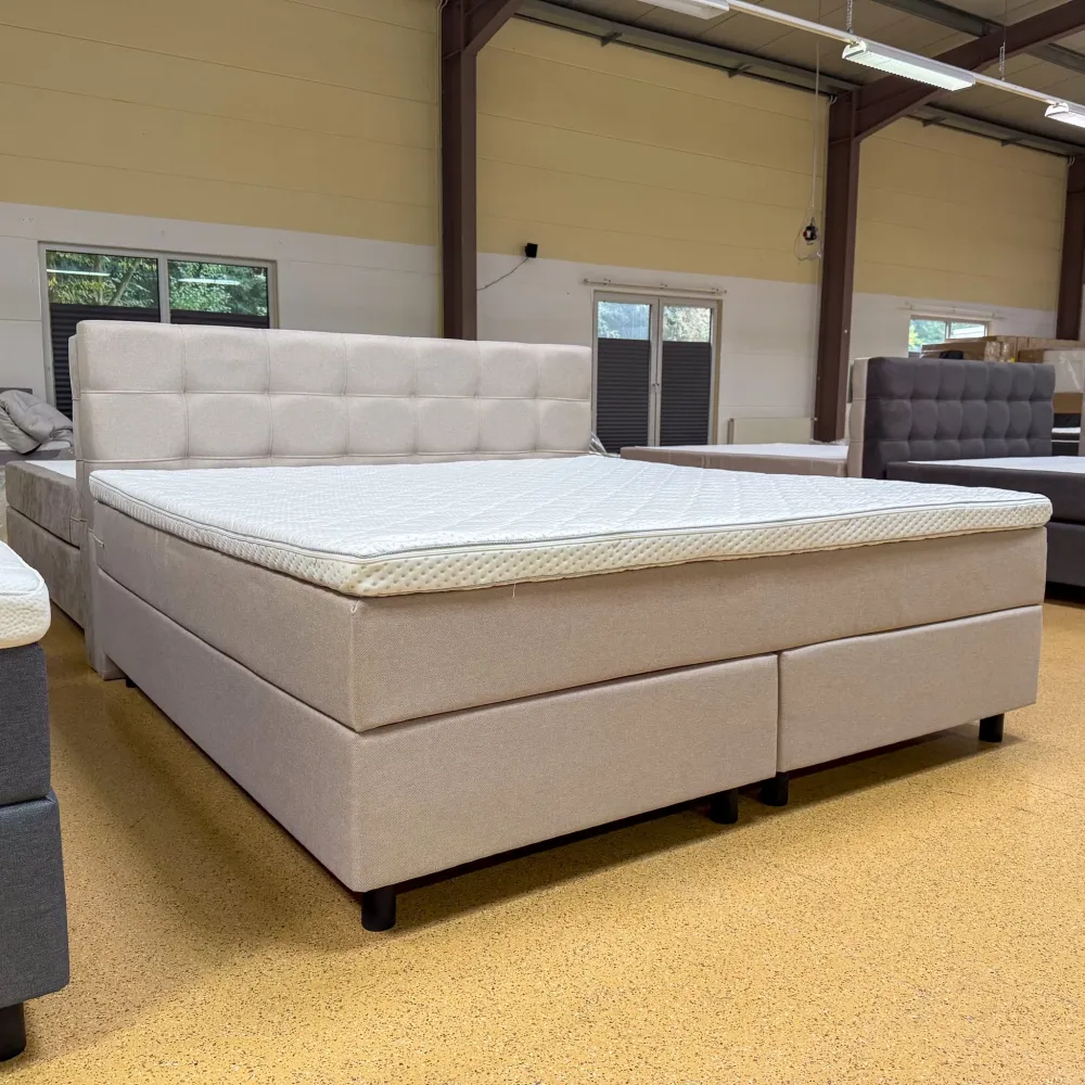 Boxspringbett 180x200 Stoff Beige 5 Teilig