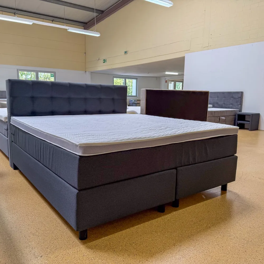 Boxspringbett 180x200 Stoff Dunkelgrau 5 Teilig