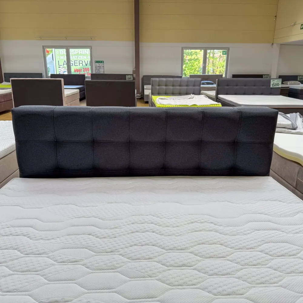 Boxspringbett 180x200 Stoff Dunkelgrau 5 Teilig