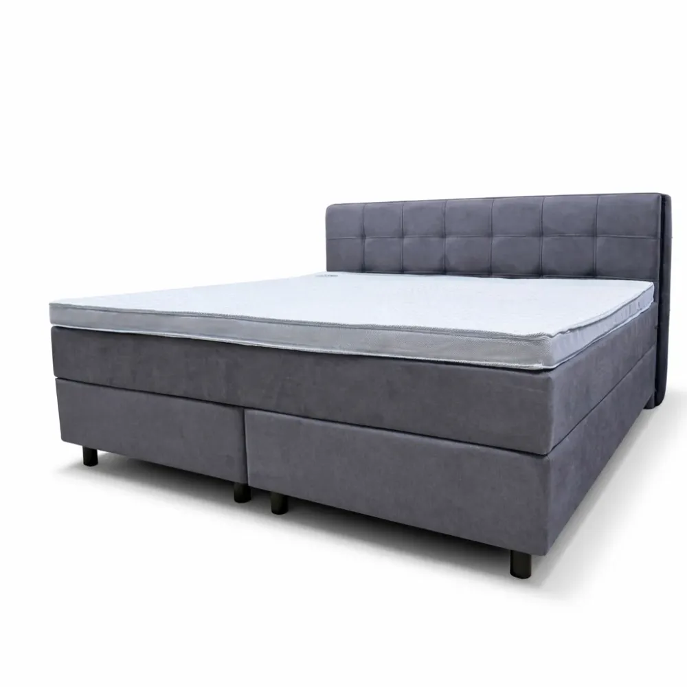 Boxspringbett 200x200 Dunkelgrau Stoff 5 Teilig