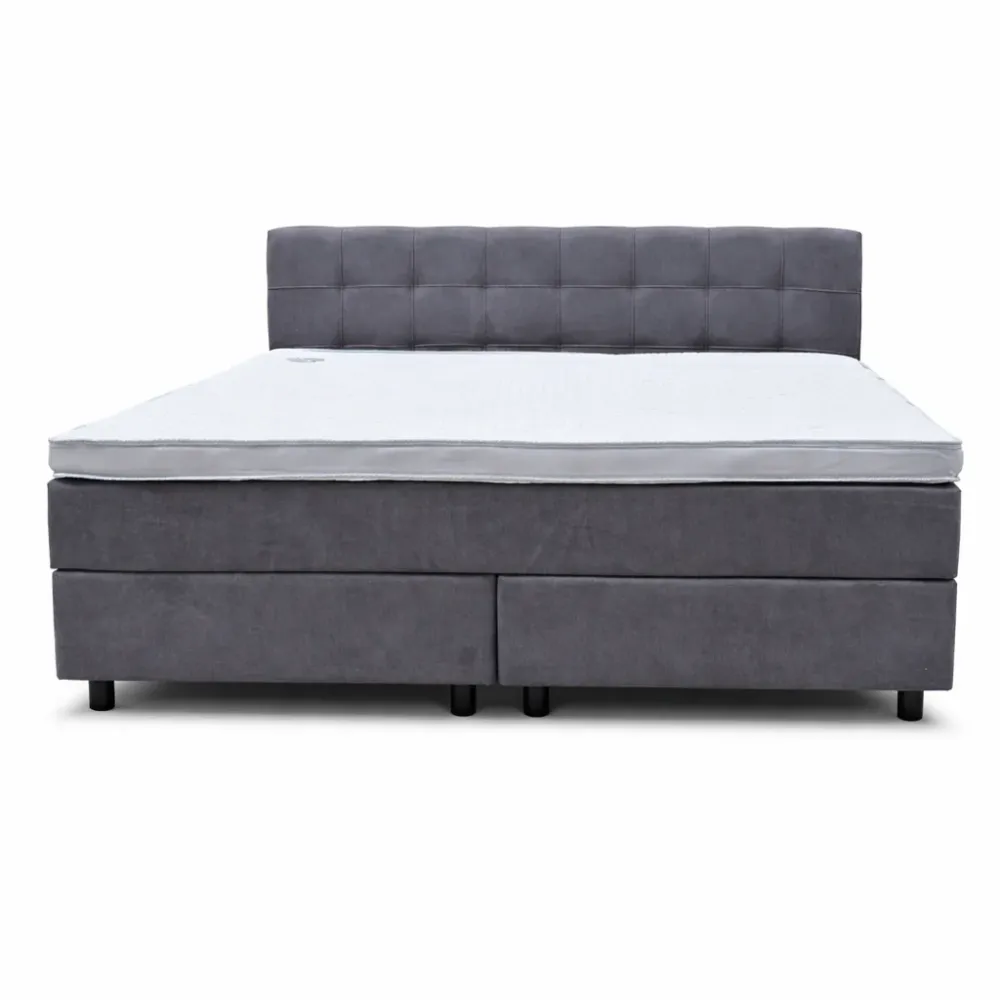Boxspringbett 200x200 Dunkelgrau Stoff 5 Teilig
