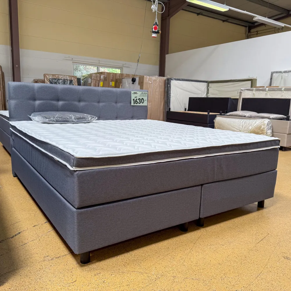Boxspringbett 200x220 Stoff Grau 5 Teilig