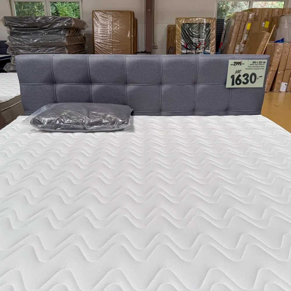 Boxspringbett 200x220 Stoff Grau 5 Teilig