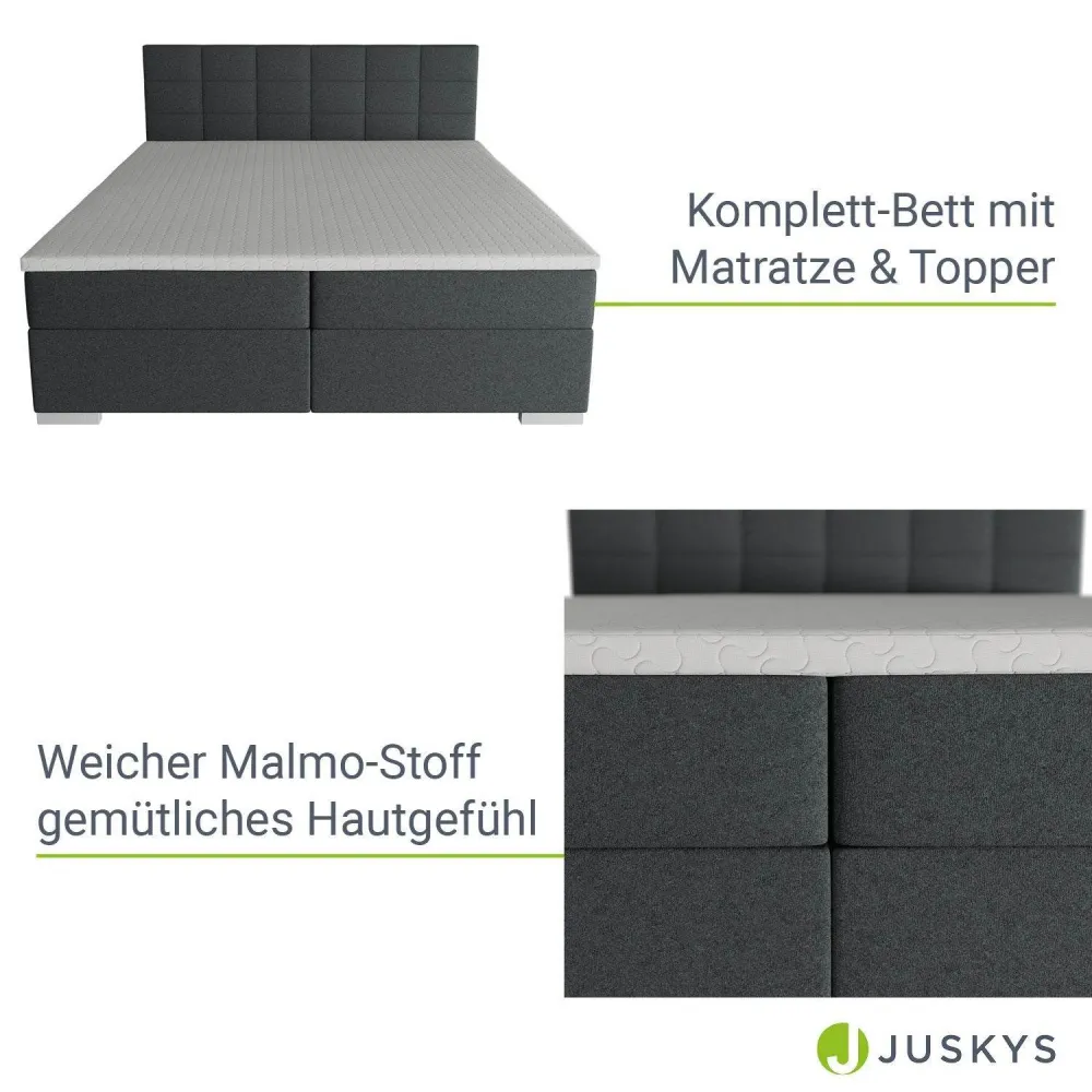 Boxspringbett Seattle 180x200 cm - Dunkelgrau