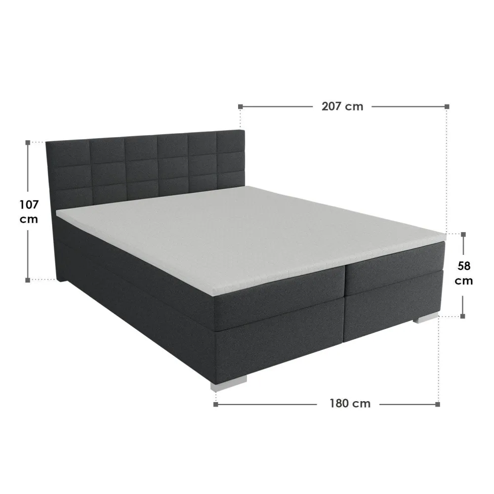 Boxspringbett Seattle 180x200 cm - Dunkelgrau