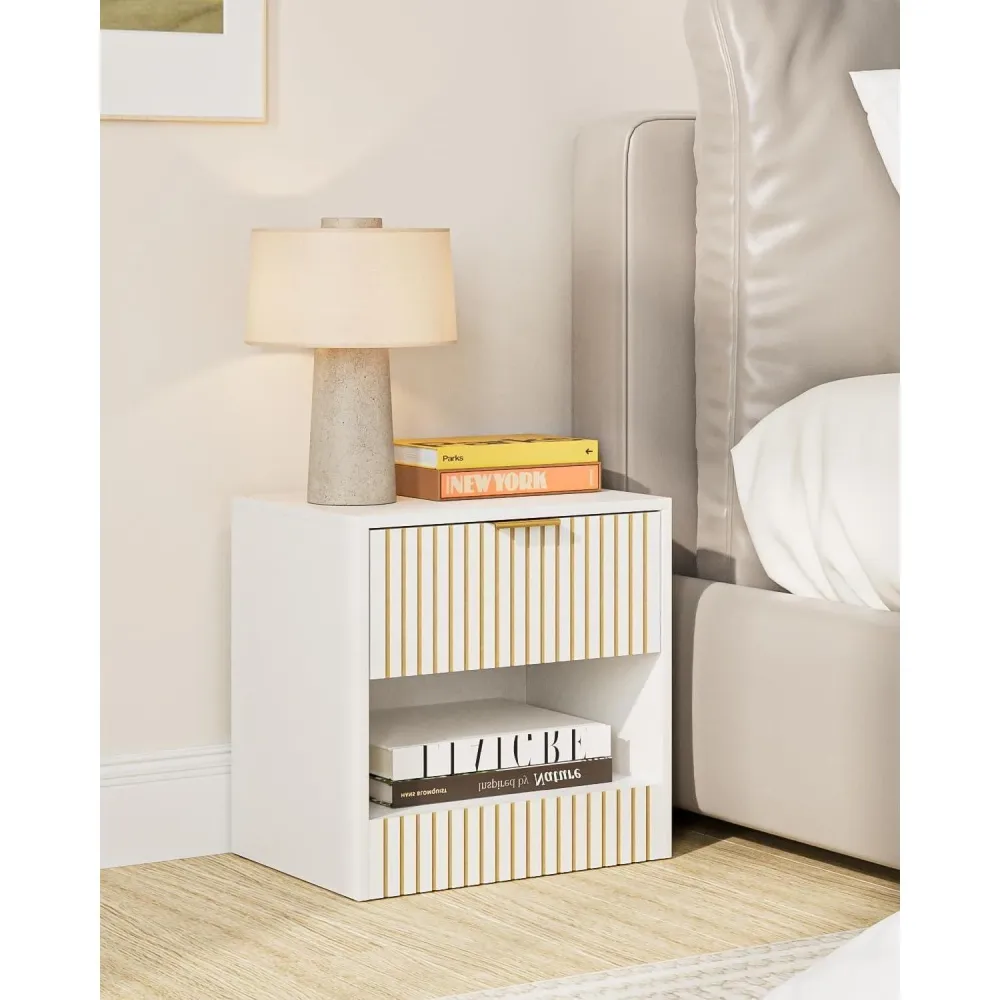 HEYZOEY Nachttisch Weiß mit Schublade 39x39x28 cm