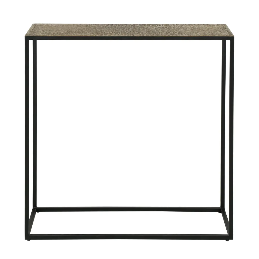 Konsolentisch METALLIC Schmaler Flurtisch mit strukturierter Antikbronze-Platte & Metallgestell 75 cm