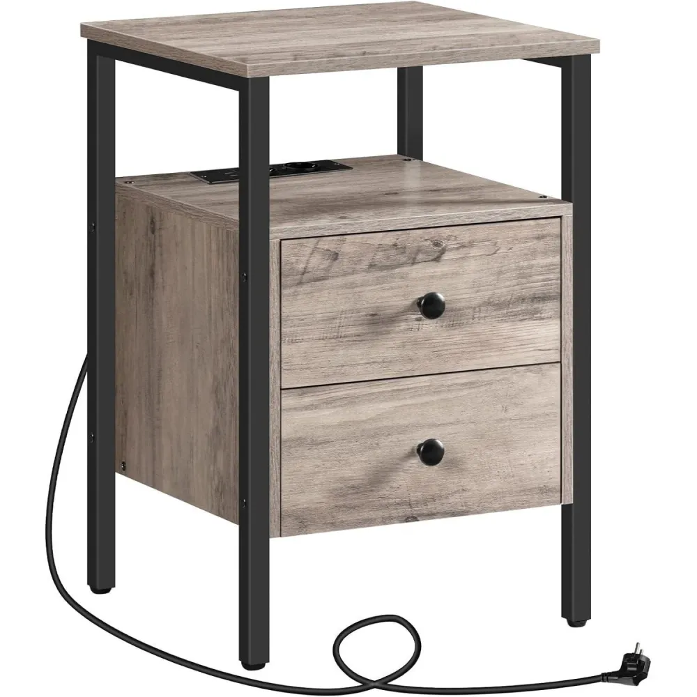 Nachttisch mit Ladestation und USB-Anschlüssen, Modern, 40 x