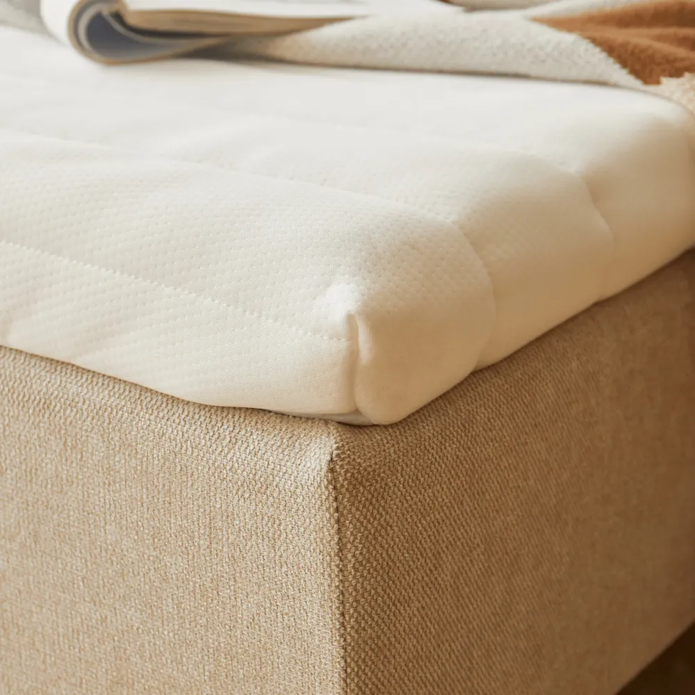Premium Boxspringbett Beige 180x200 cm mit 7 cm Memoryschaum Topper, exkl. Bettbeine