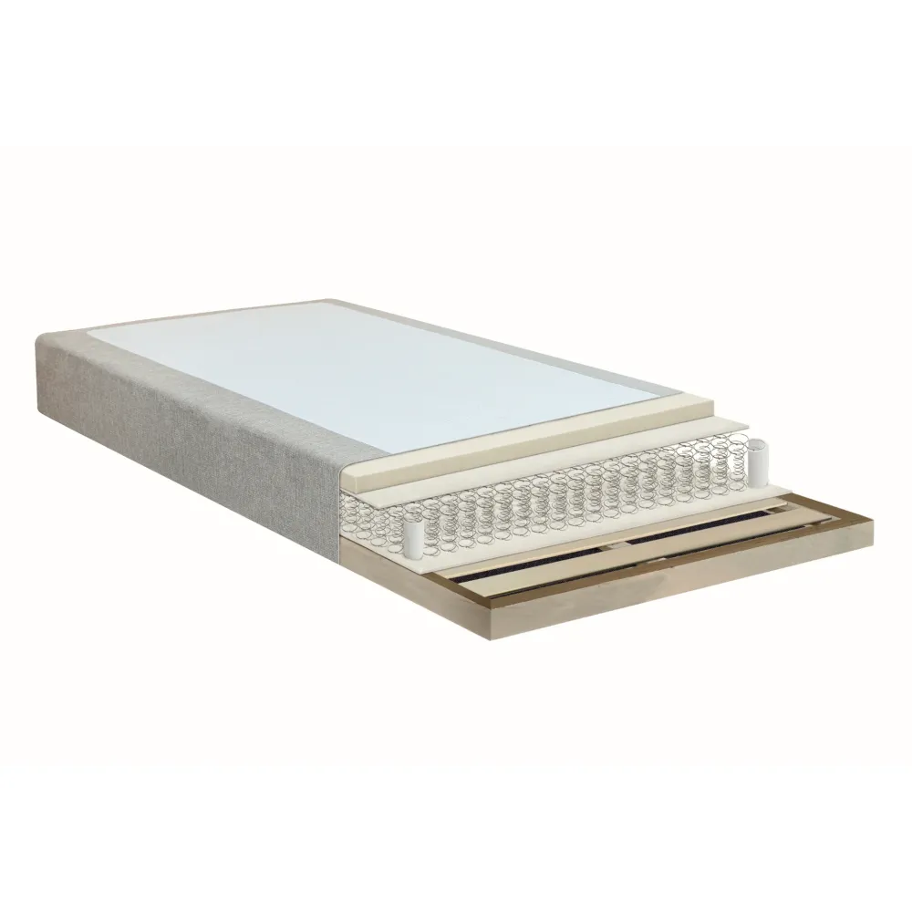 Premium Boxspringbett Beige 180x200 cm mit 7 cm Memoryschaum Topper, exkl. Bettbeine