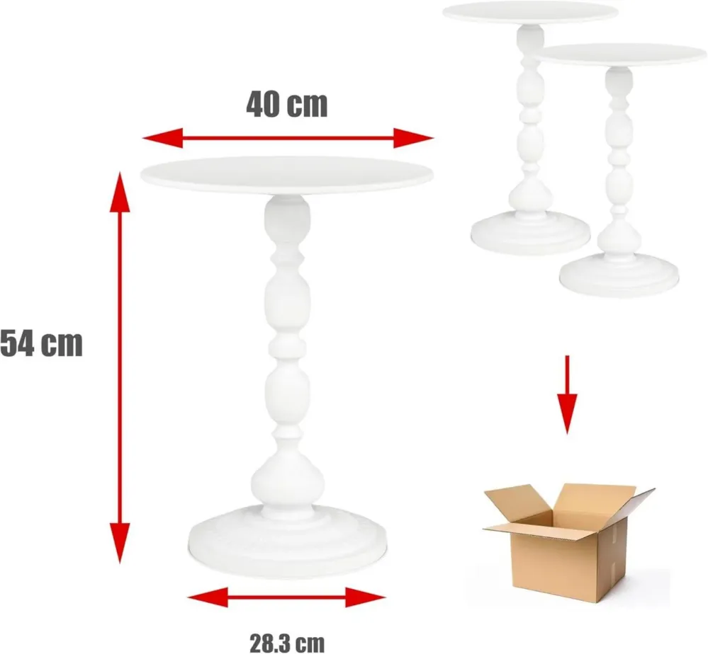 Runder Couchtisch Set 2er Weiß Metall Nachttisch Wohnzimmer