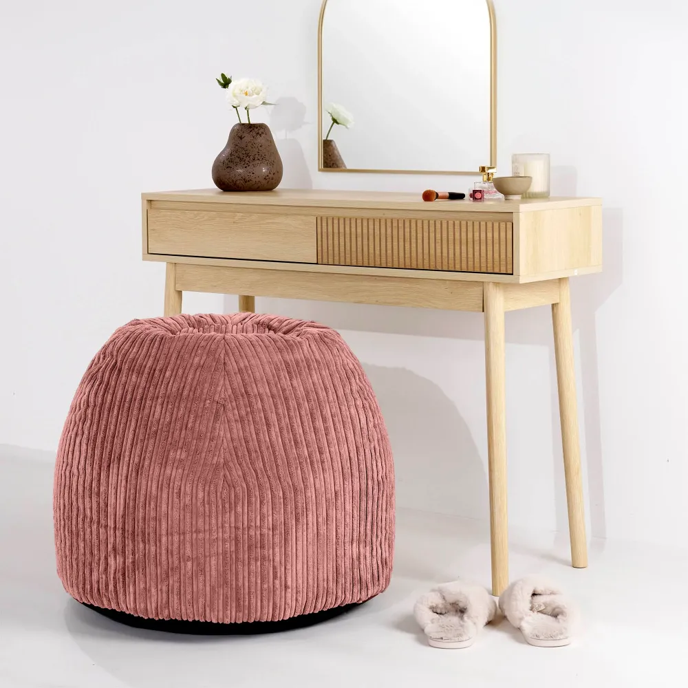 Schminktisch-Pouf-Hocker - Cord Pfirsich
