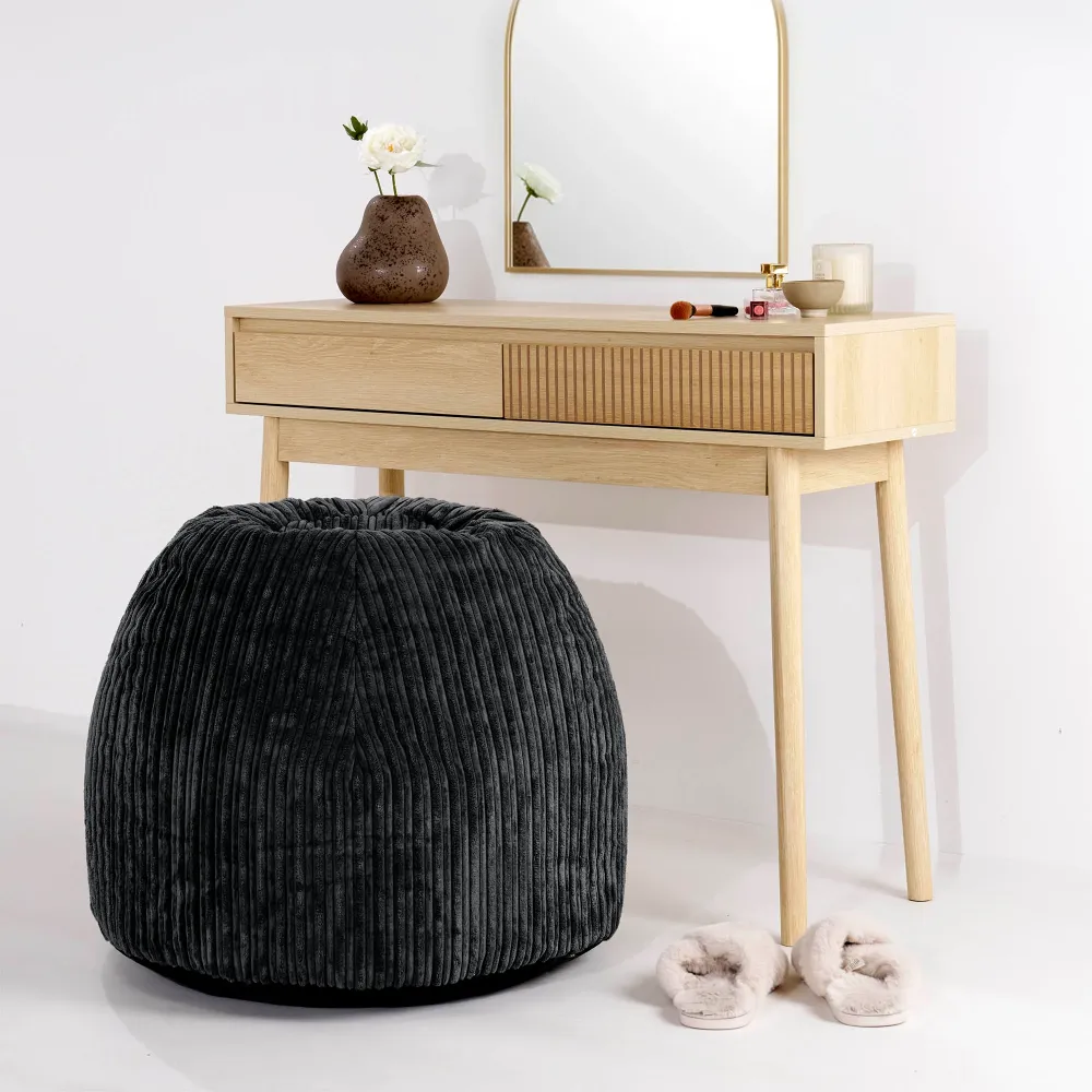 Schminktisch-Pouf-Hocker - Cord Schwarz