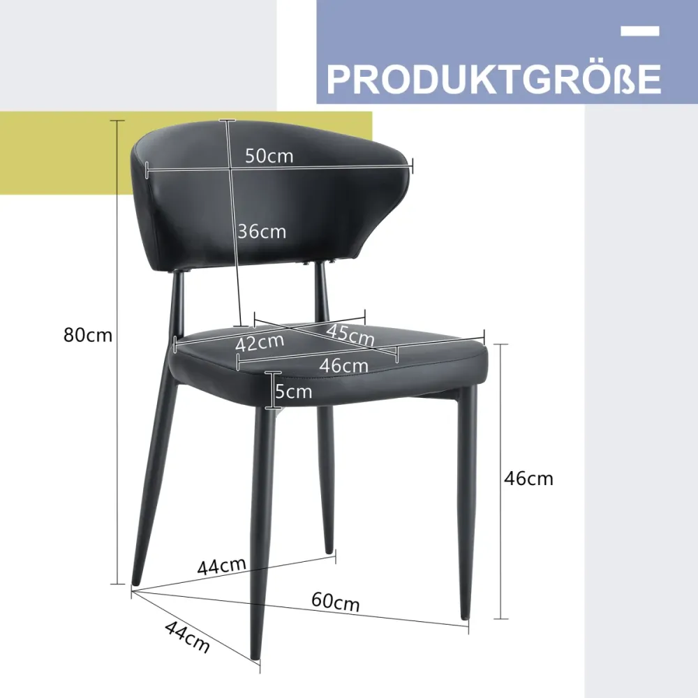 2er Set Esszimmerstühle Schwarz minimalistisch ergonomisch mit gebogener Rückenlehne komfortables Design Polsterstühle für...
