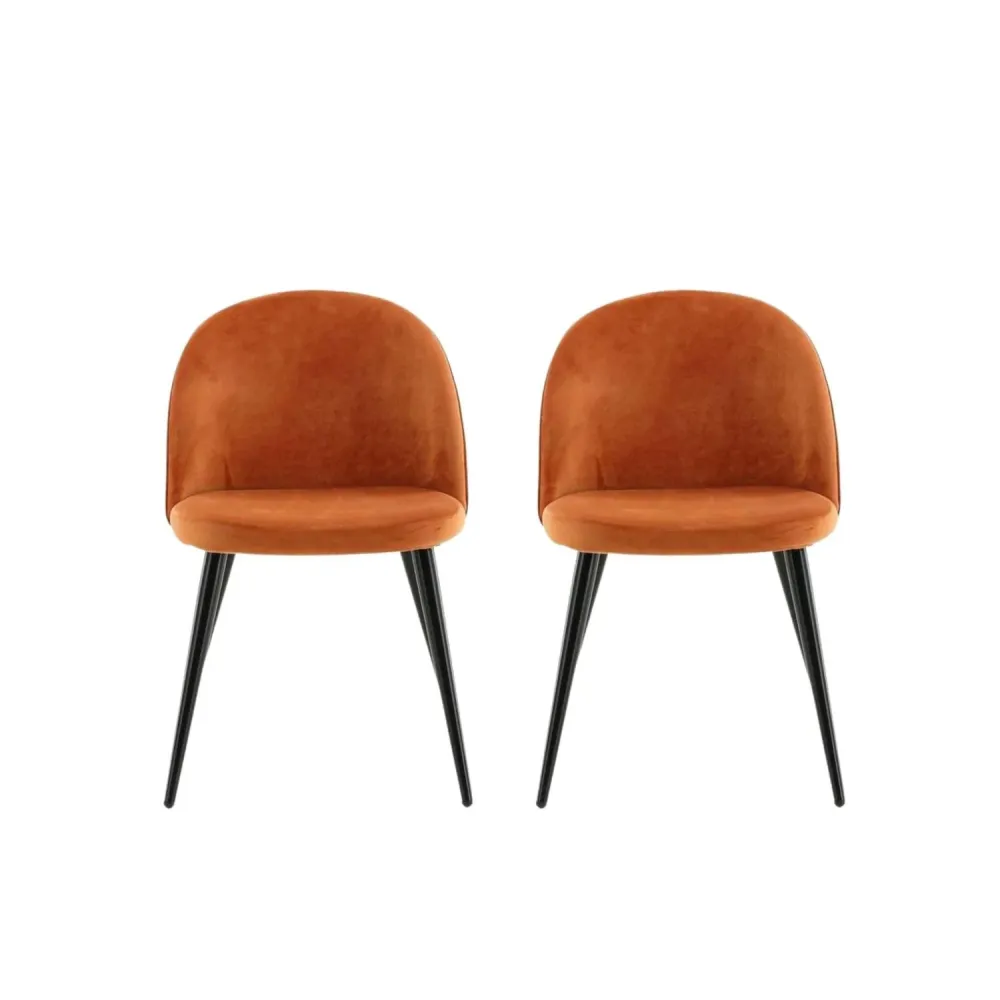 2er-Set Esszimmerstühle Velvet aus Samt - Orange