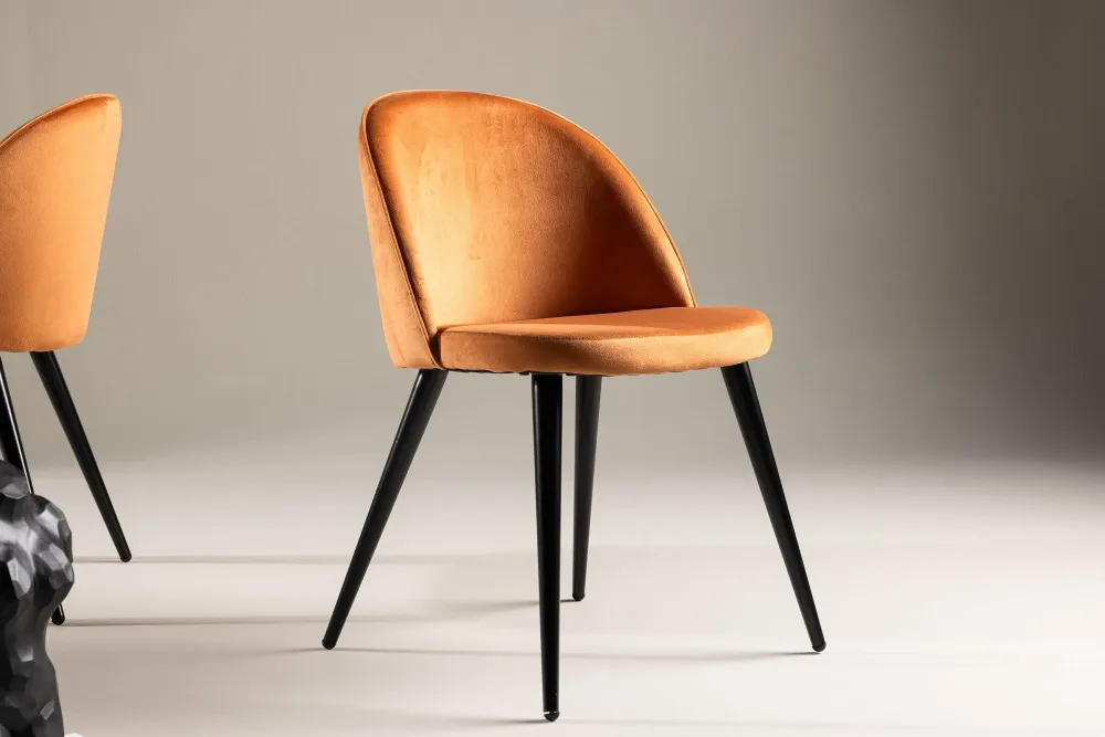 2er-Set Esszimmerstühle Velvet aus Samt - Orange