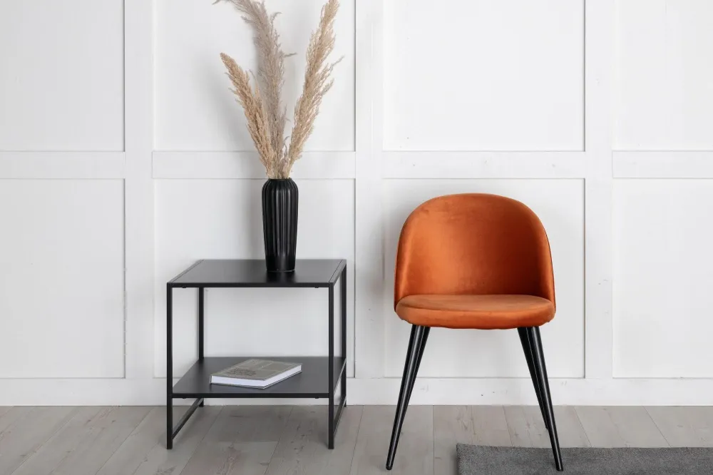 2er-Set Esszimmerstühle Velvet aus Samt - Orange