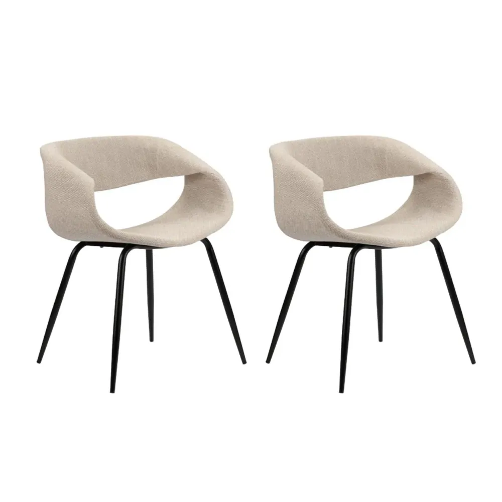 2er-Set Polsterstühle Wal - Beige