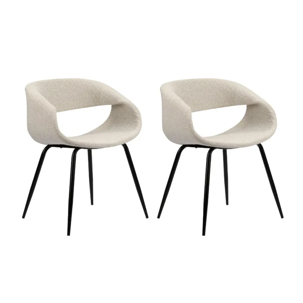 2er-Set Polsterstühle Wal - White Pearl