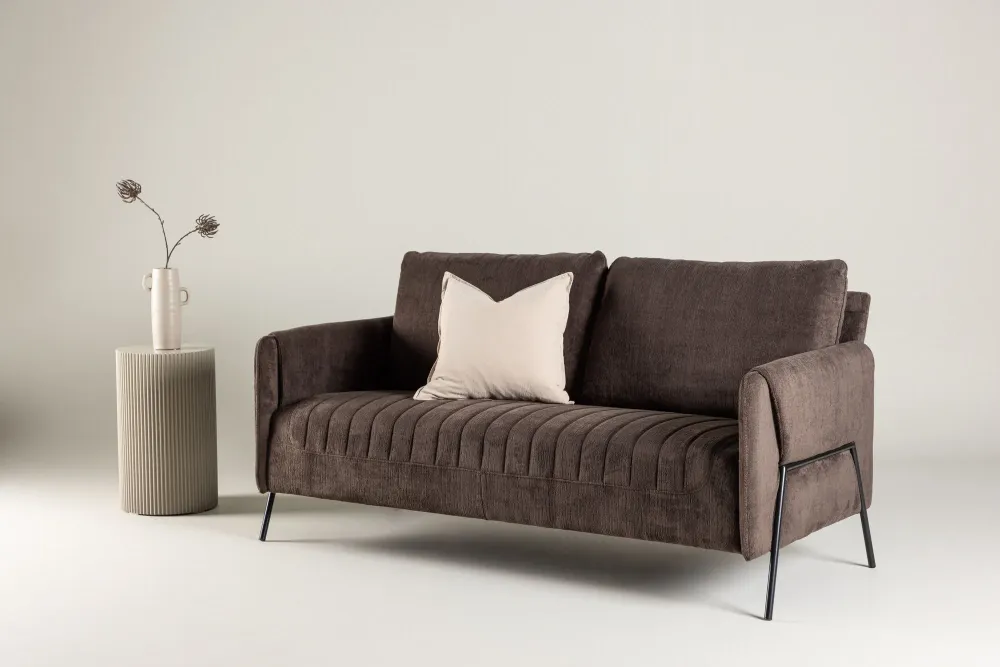 2-Sitzer Sofa Indigo - Dunkelbraun