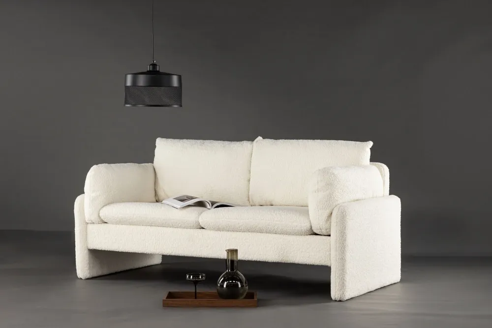 2-Sitzer Sofa Vindel aus Teddy Bouclé - Weiß